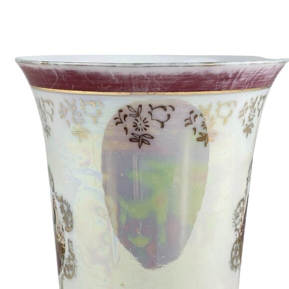 GNA Fine Porcelain Coffee Tea Cup Couple Gold Burgundy White - Picture 5 of 10